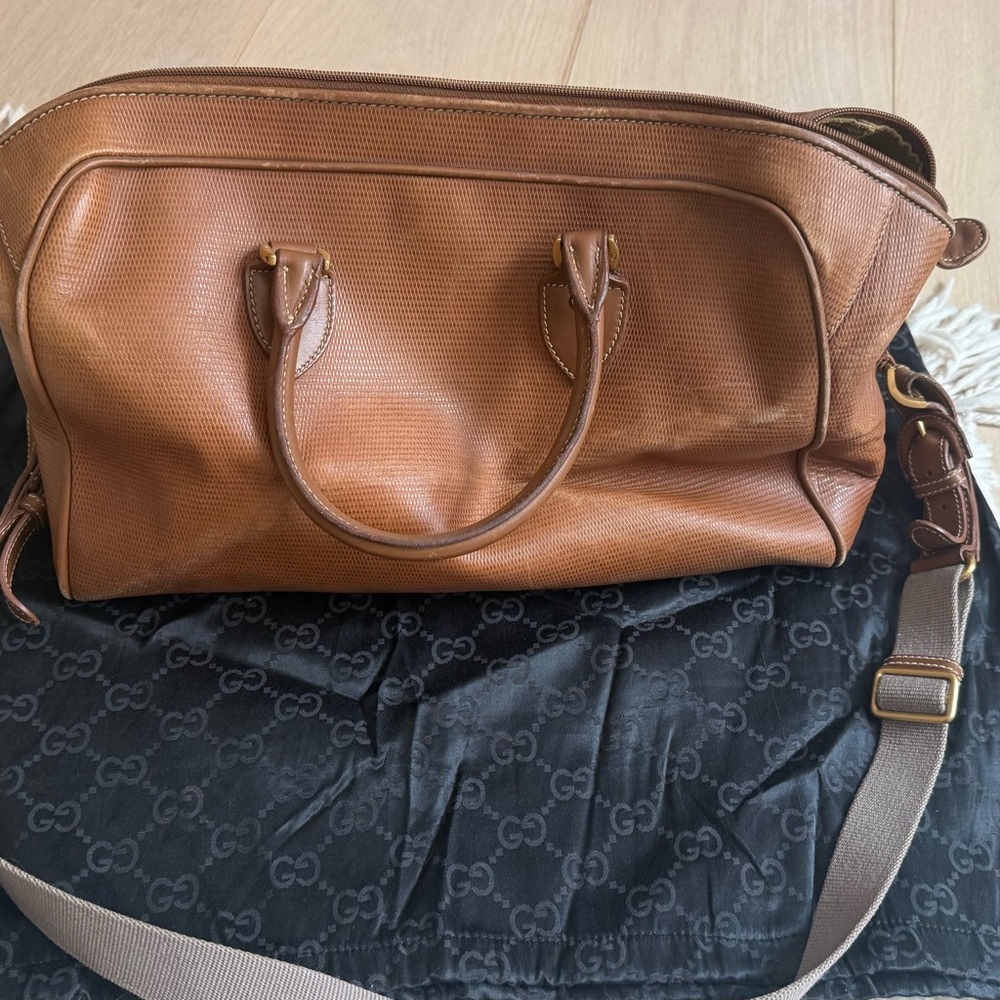 Gucci Brown Leather Duffel Bag -